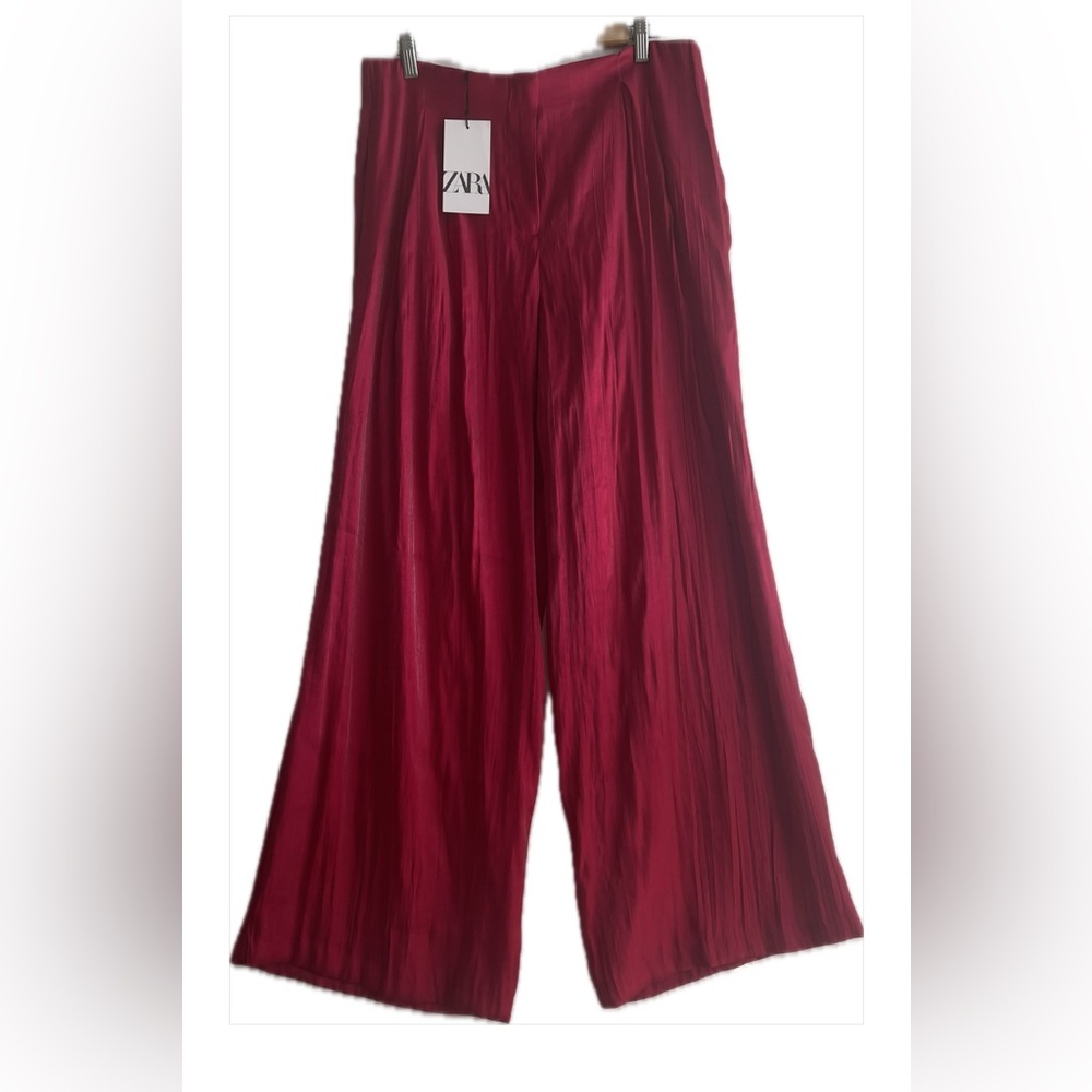 ZARA Crinkle WIDE-LEG Pants
TROUSERS FUCHSIA PINK HIGH-WAIST New Women